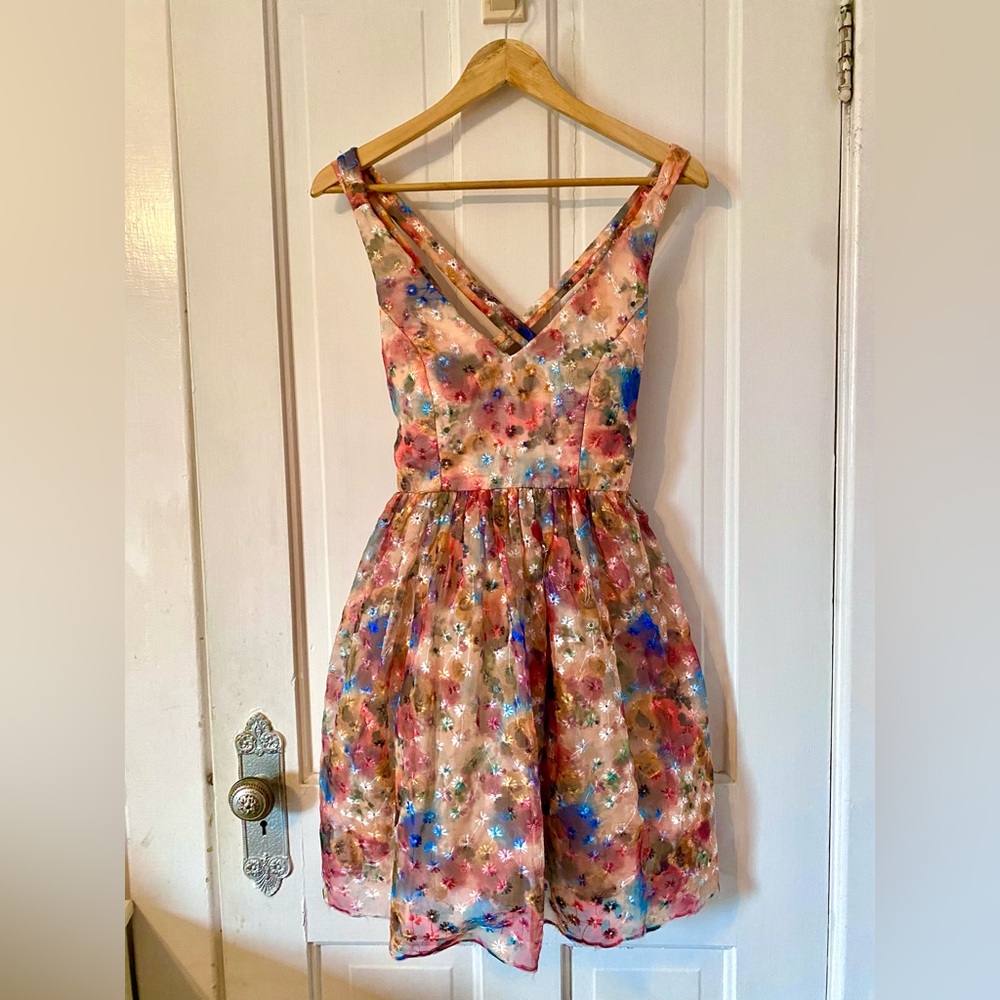 Ultra feminine vivid floral poofy summer dress 🌸